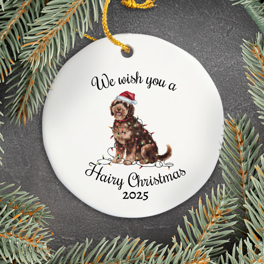 Christmas Portuguese Water Dog Ornament, Christmas Lights Dog Keepsake