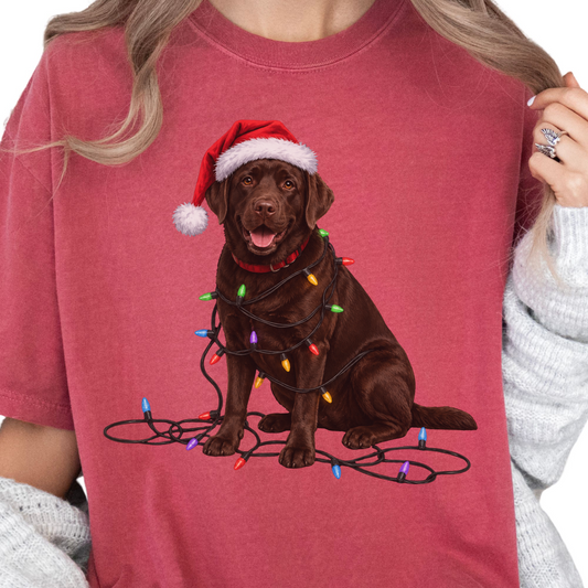 Chocolate Labrador Christmas Lights Shirt