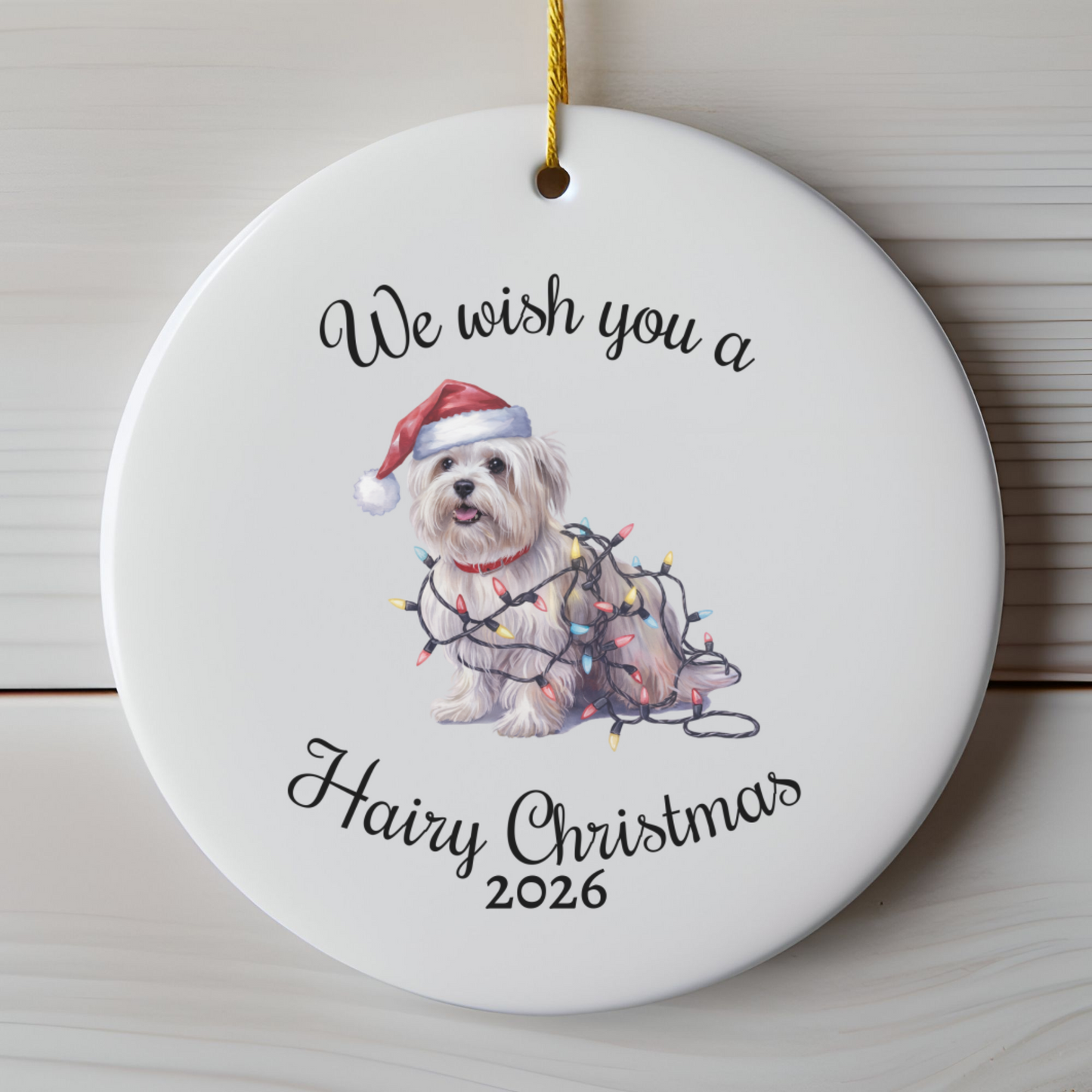 Christmas Maltese Ornament, Christmas Lights Dog Keepsake