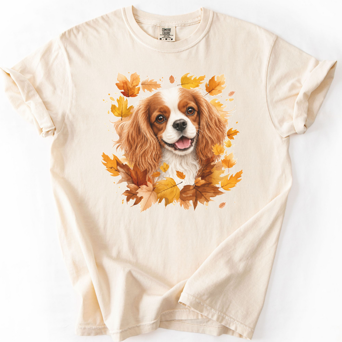 Blenheim Cavalier Fall Shirt, Autumn Dog Mom Comfort Colors Tee
