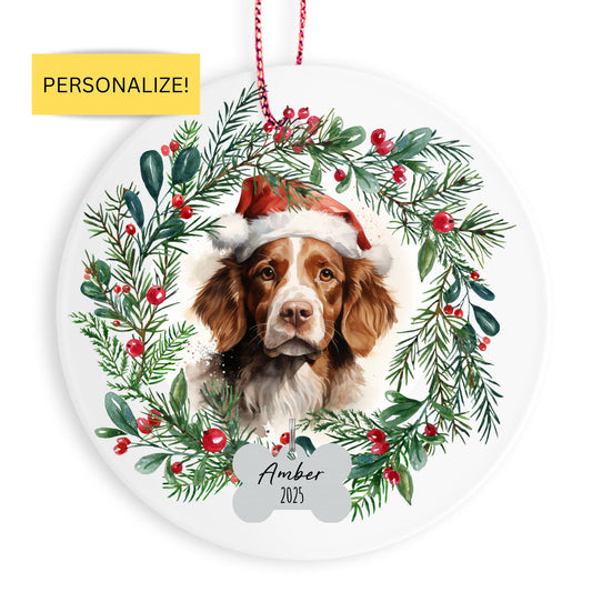 Personalized Brittany Spaniel Christmas Ornament
