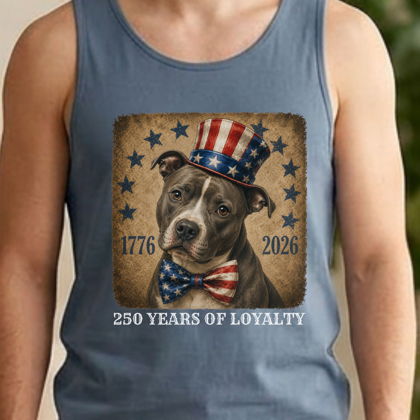 Pitbull Patriotic Tank Top, 250 Years of Loyalty