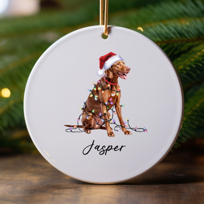 Personalized Vizsla Ornament, Christmas Dog Ornament
