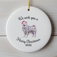 Load image into Gallery viewer, Christmas Samoyed Ornament, Christmas Lights Dog Keepsake
