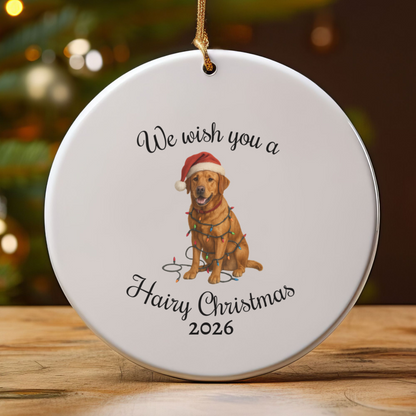 Fox Red Labrador Retriever We Wish You a Hairy Christmas Ornament