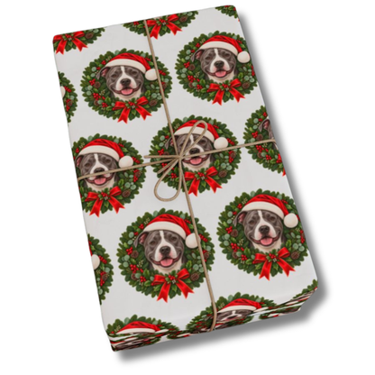 Pitbull Christmas Wrapping Paper, Holiday Gift Wrap for Pit Bull Lovers and Dog Moms