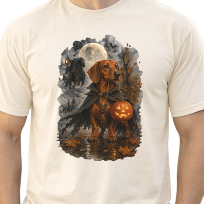 Red Dachshund Headless Horseman Inspired Halloween Comfort Colors Shirt