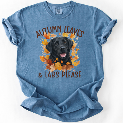 Black Lab Mom Fall Shirt, Autumn Leaves & Labs Please