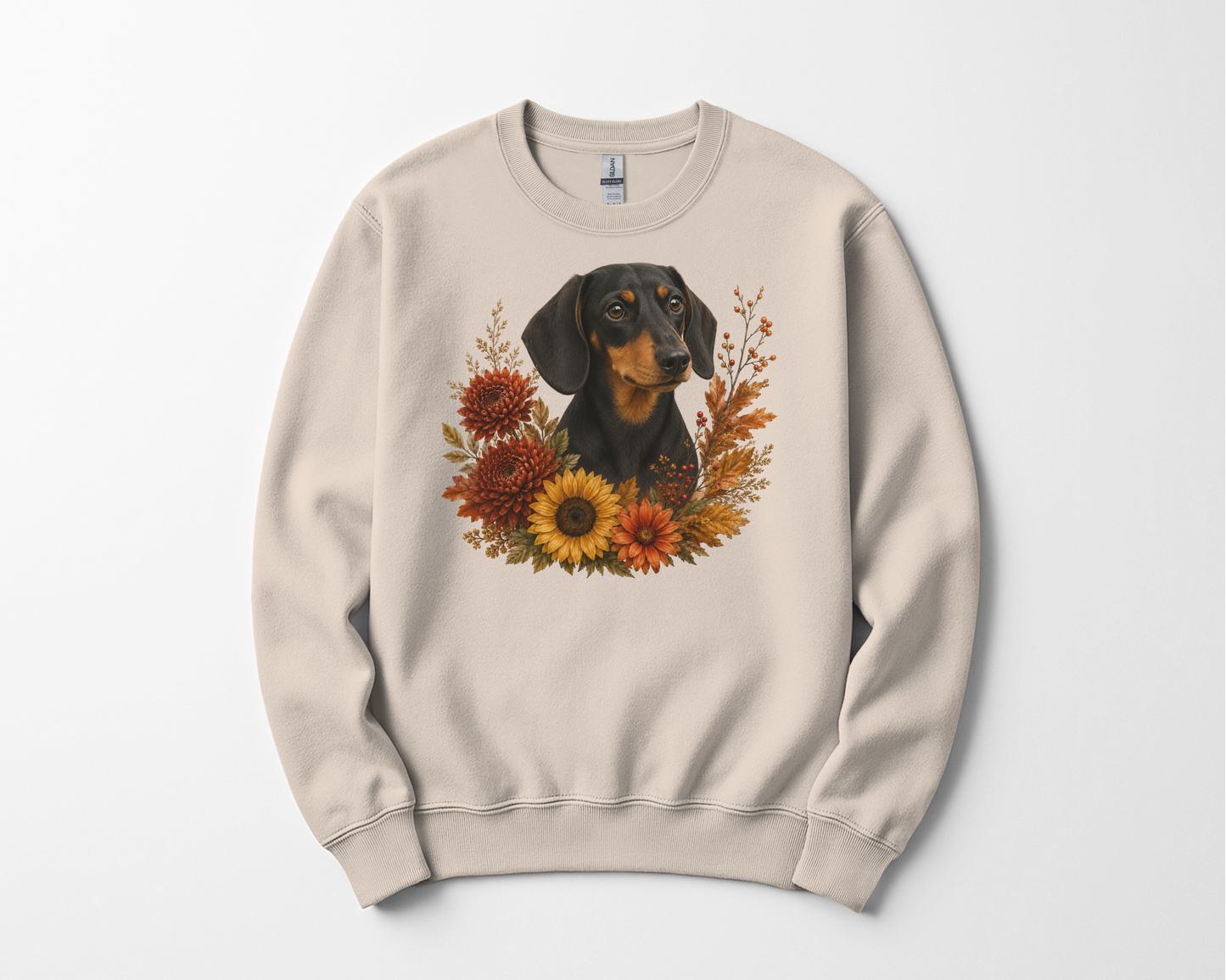 Black Tan Dachshund Autumn Floral Sweatshirt