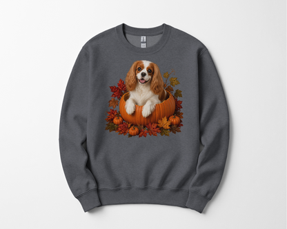 Blenheim Cavalier Pumpkin Sweatshirt Fall Dog Lover Autumn Puppy Crewneck Cozy Gift Pullover Apparel