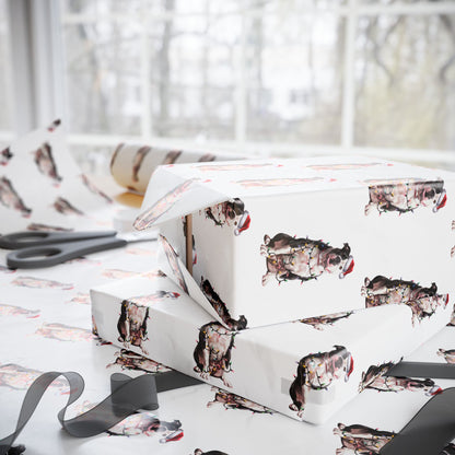 American Bulldog Christmas Lights Wrapping Paper