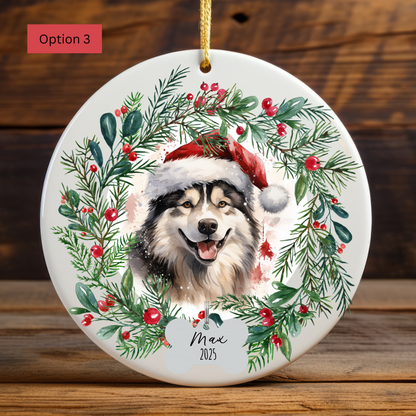 Personalized Alaskan Malamute Christmas Ornament, Custom Dog Name Ornament, Malamute Gift for Dog Lovers