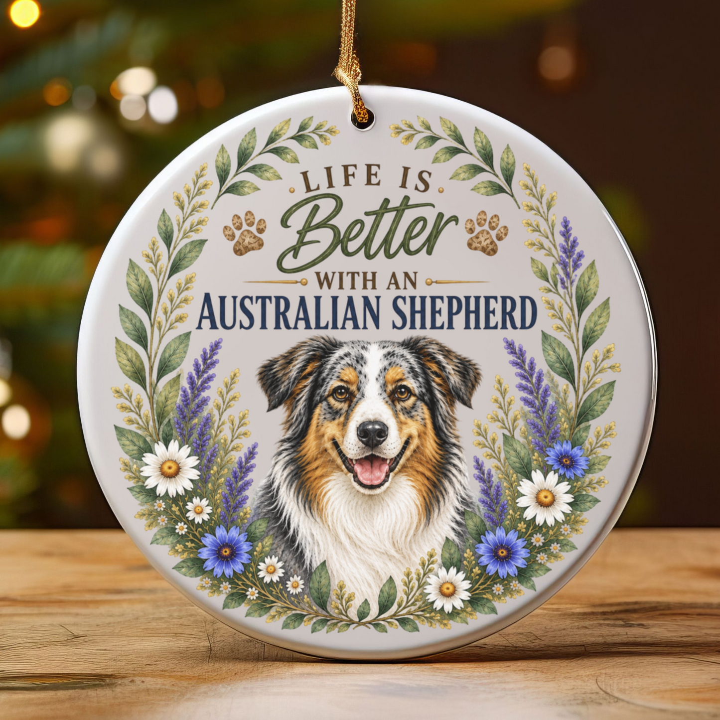 Australian Shepherd Ornament, Life Is Better With an Aussie, Dog Lover Gift