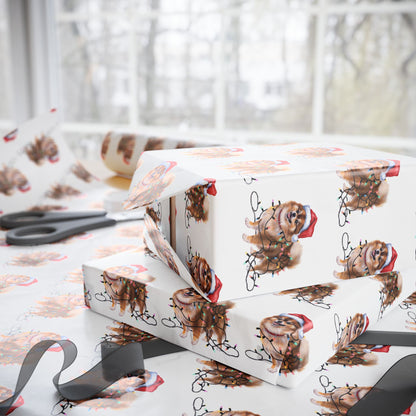Pomeranian Christmas Lights Wrapping Paper