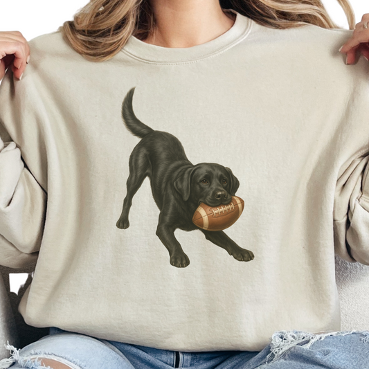 Black Lab Football Sweatshirt Dog Lover Game Day Crewneck Labrador Mom Gift