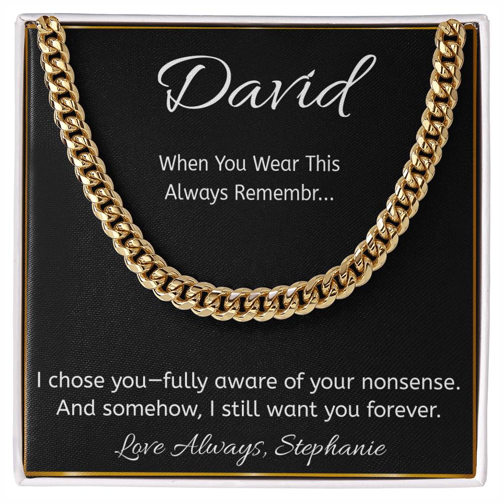 Funny Personalized Message Card Necklace – “I Chose You” Gift