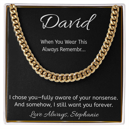 Funny Personalized Message Card Necklace – “I Chose You” Gift
