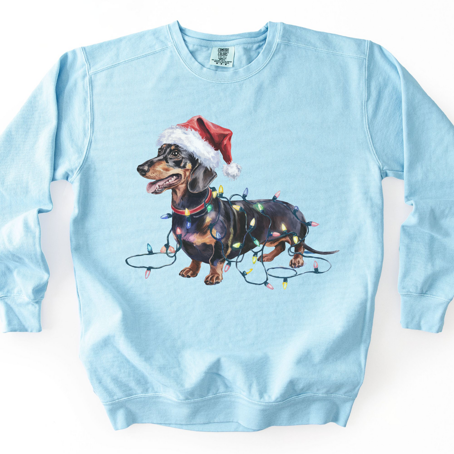 Black and Tan Dachshund Christmas Lights Sweatshirt