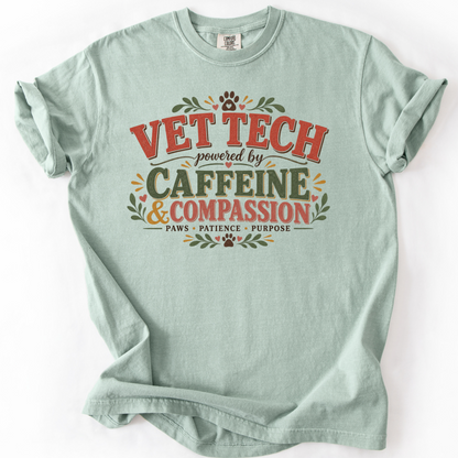 Vet Tech Shirt, Veterinary Technician Gift, Caffeine and Compassion Tee, Vet Tech Apparel