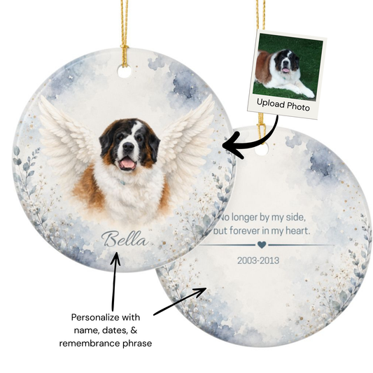 Personalized Pet Memorial Ornament, Custom Rainbow Bridge Photo Keepsake Gift