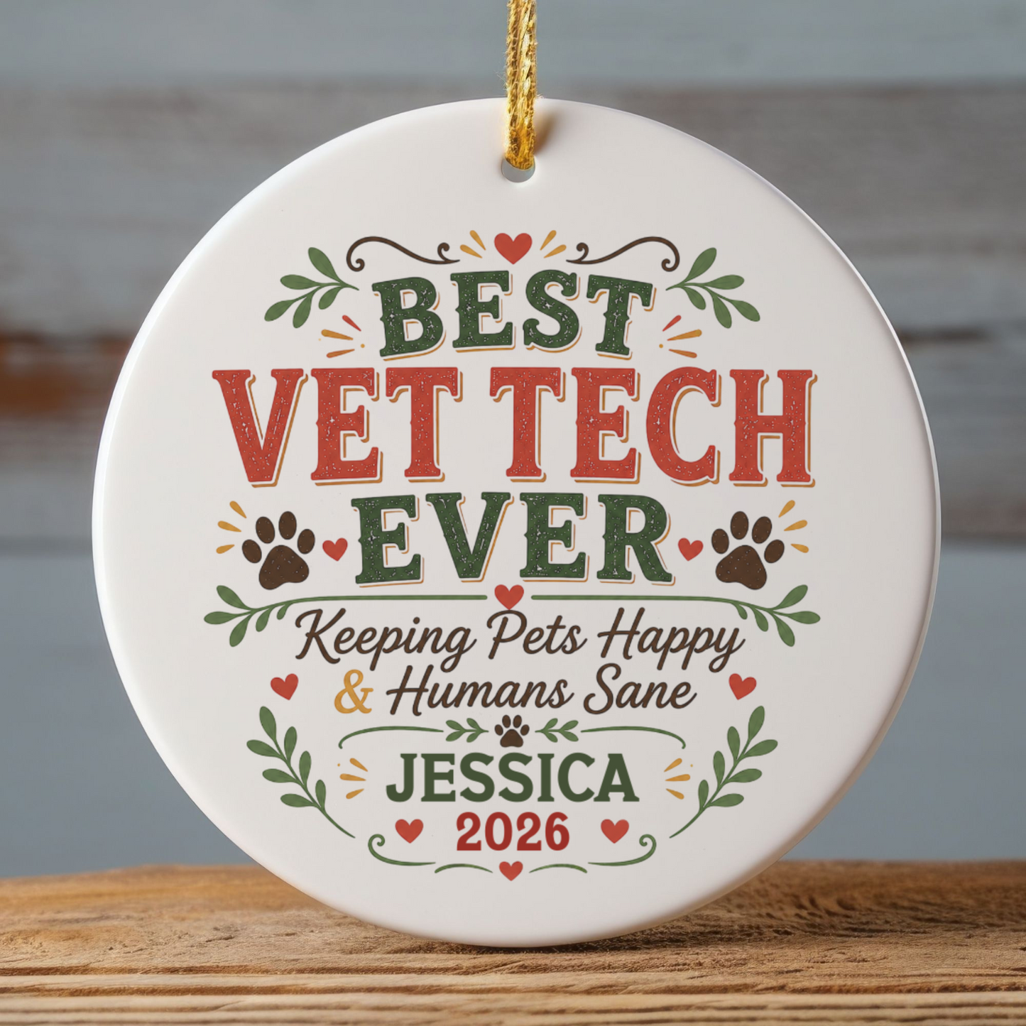 Personalized Vet Tech Ornament, Veterinary Technician Gift, Vet Tech Christmas Gift, Custom Name Ornament