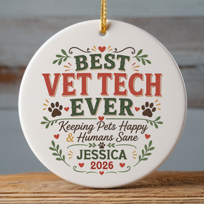 Personalized Vet Tech Ornament, Veterinary Technician Gift, Vet Tech Christmas Gift, Custom Name Ornament