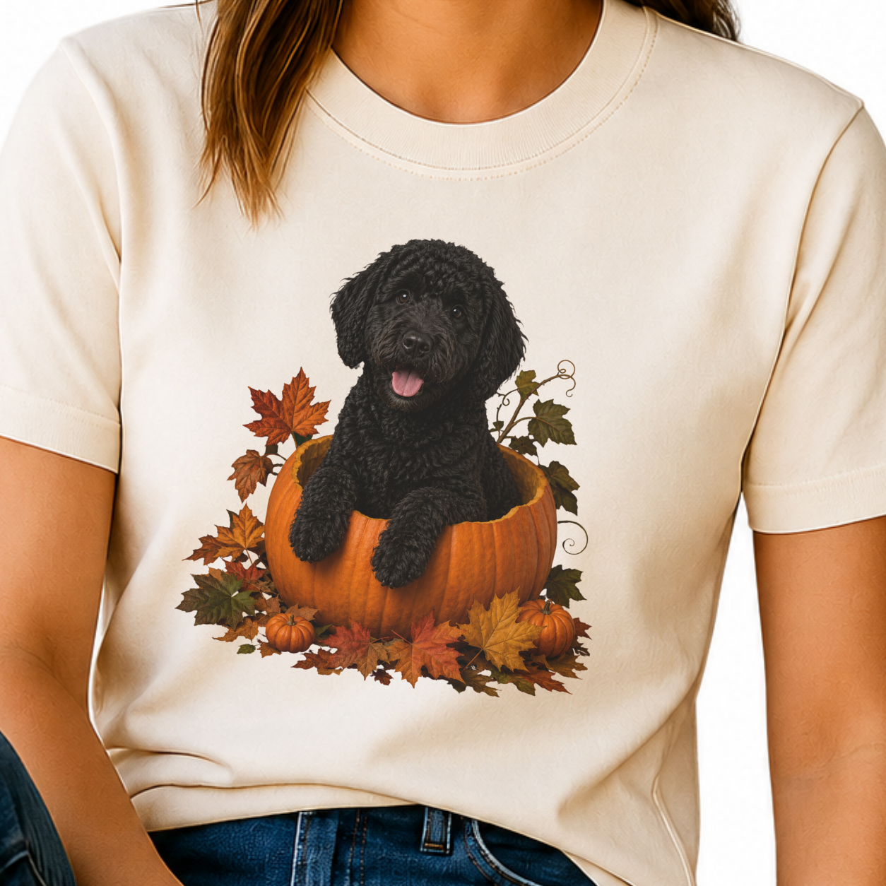 Black Portuguese Water Dog Pumpkin Shirt