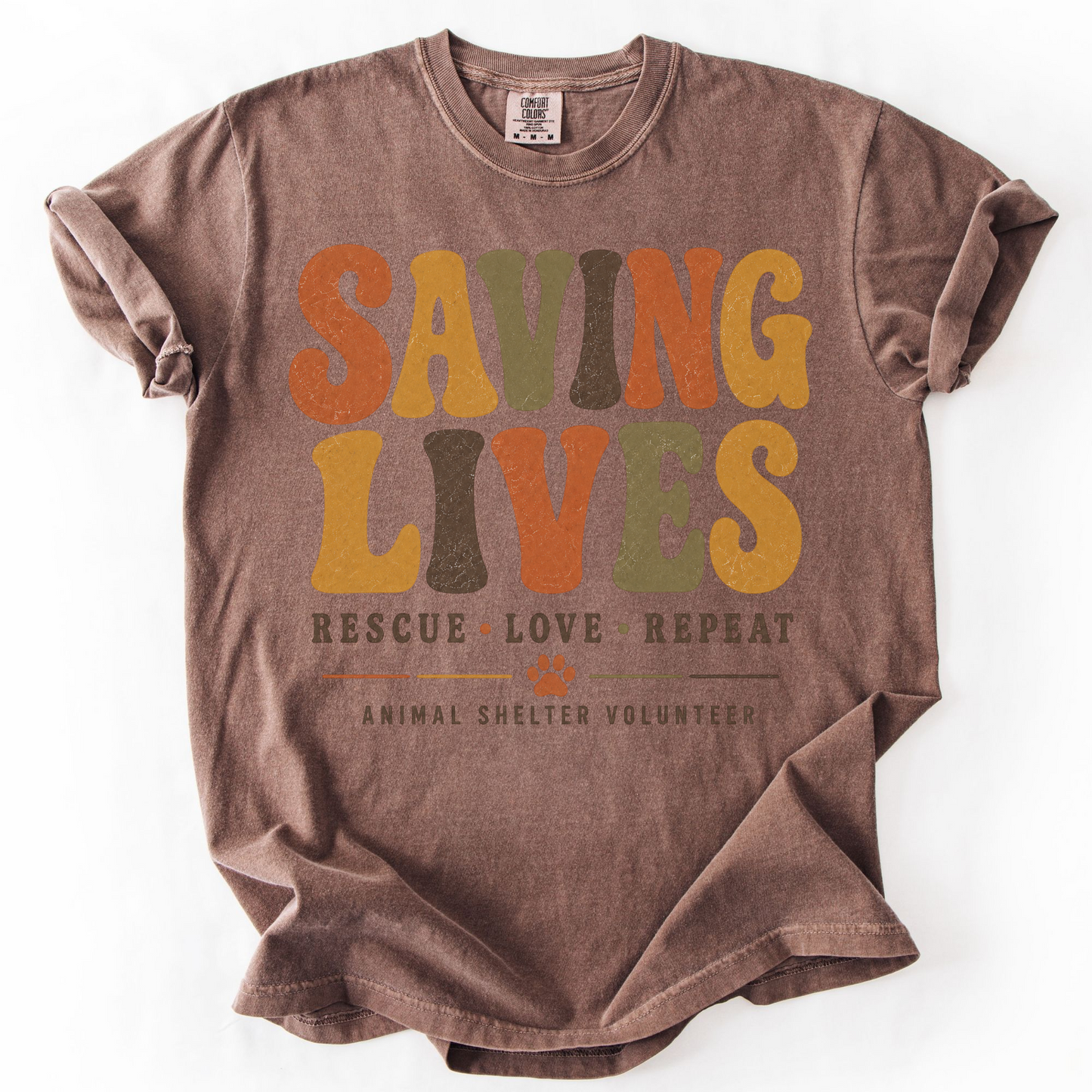 Animal Shelter Volunteer Shirt, Rescue Volunteer Gift, Saving Lives Comfort Colors Retro Tee