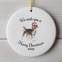Load image into Gallery viewer, Christmas Smooth Fox Terrier Ornament, Christmas Lights Dog Keepsake
