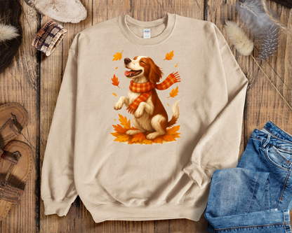 Springer Spaniel Fall Sweatshirt, Cozy Autumn Dog Sweatshirt, Dog Lover Fall Apparel, Cute Dog Autumn Outfit, Fall Dog Shirt