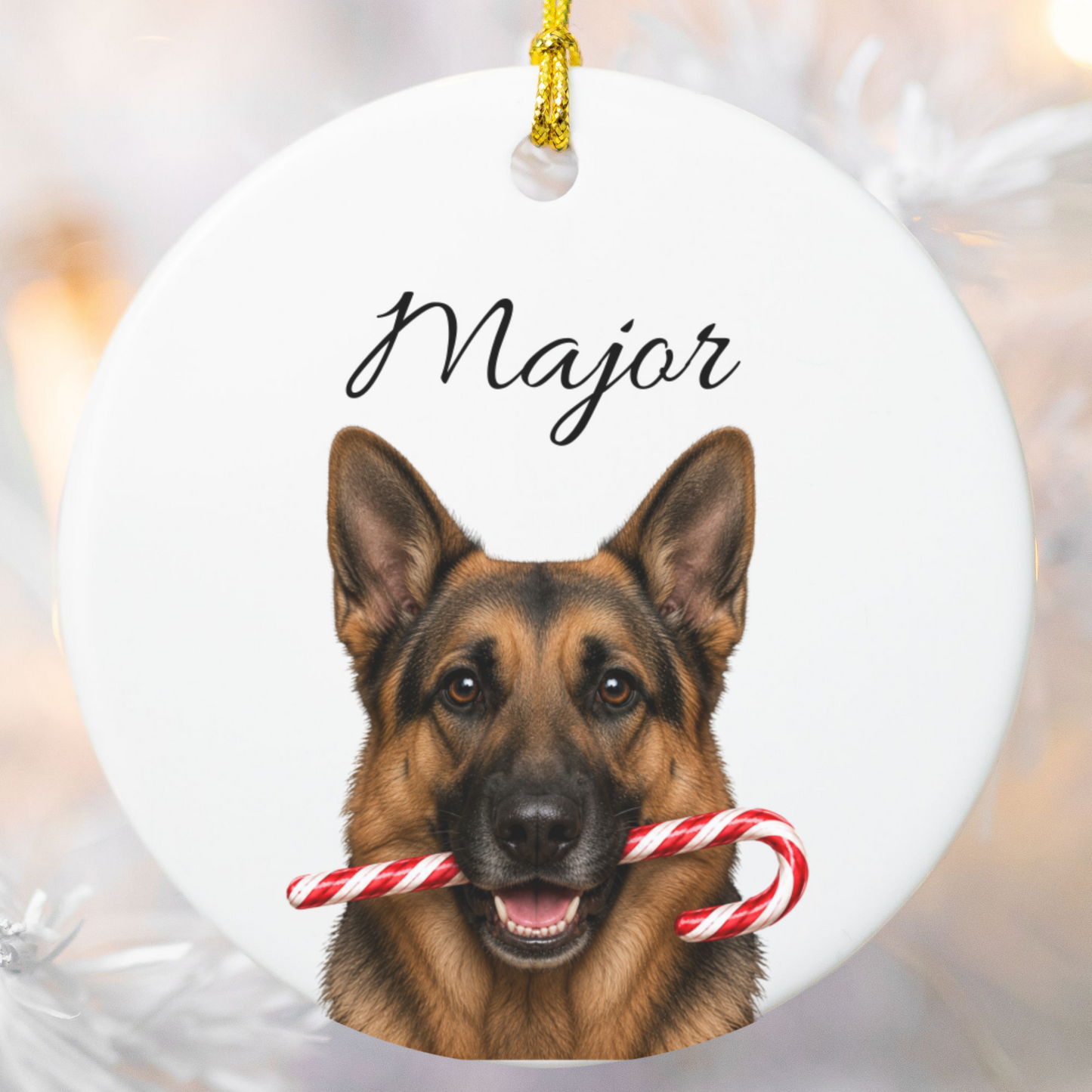 Personalized German Shepherd Ornament, Custom Dog Name Christmas Ornament, GSD Gift, Dog Lover Gift