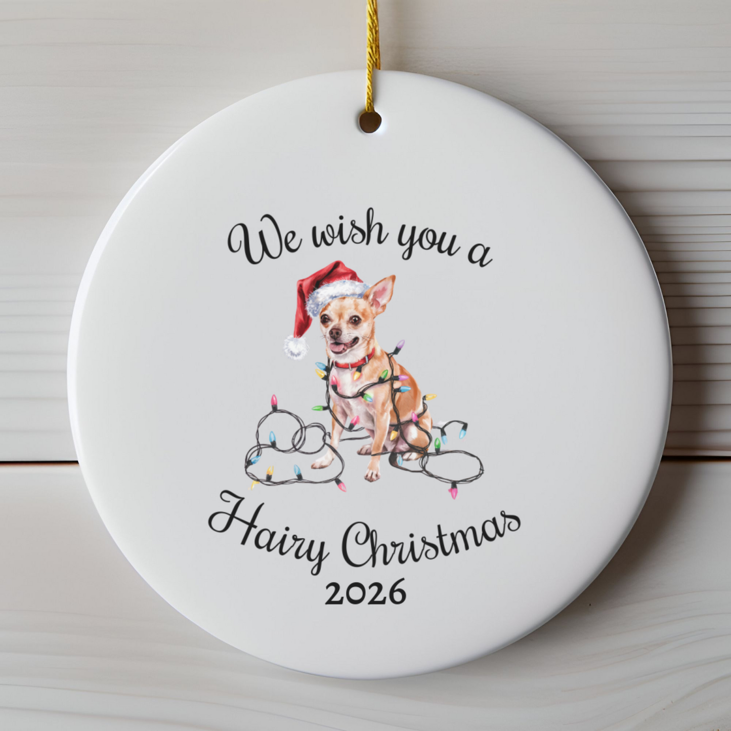 Christmas Tan Chihuahua Ornament, Christmas Lights Dog Keepsake