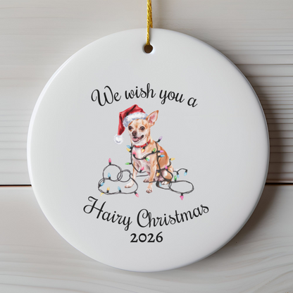 Christmas Tan Chihuahua Ornament, Christmas Lights Dog Keepsake