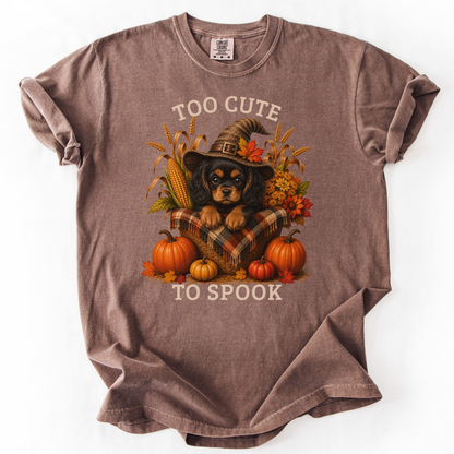 Black & Tan Cavalier Halloween Shirt, Too Cute To Spook Fall Dog Lover Tee