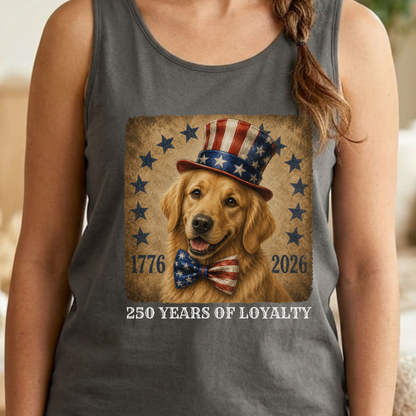Golden Retriever Patriotic Tank Top, 250 Years of Loyalty