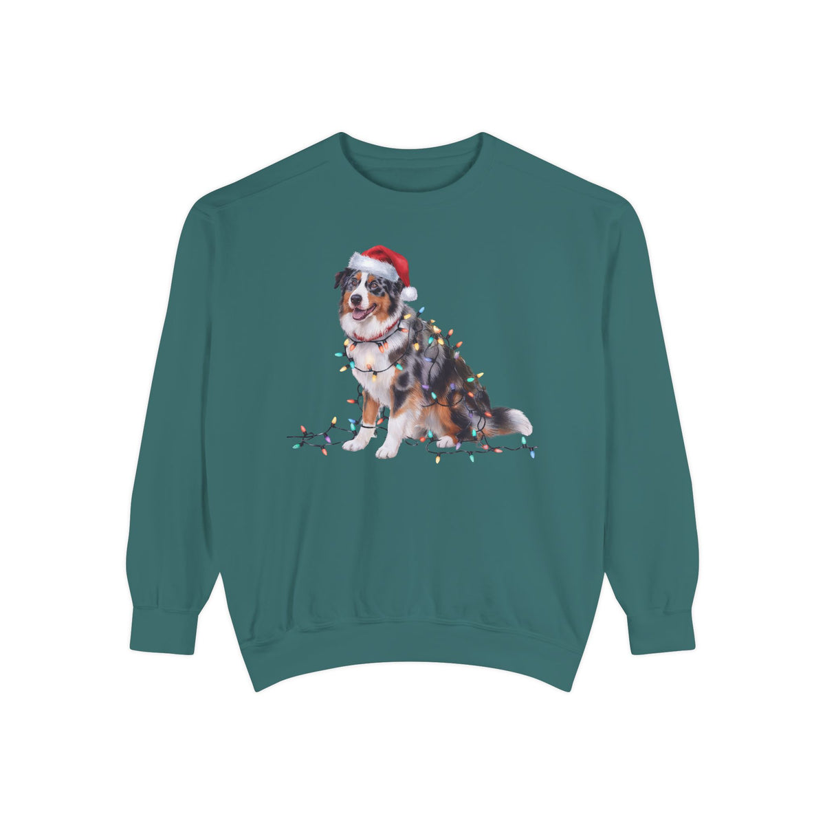 Christmas Australian Shepherd Sweatshirt, Christmas Lights Dog