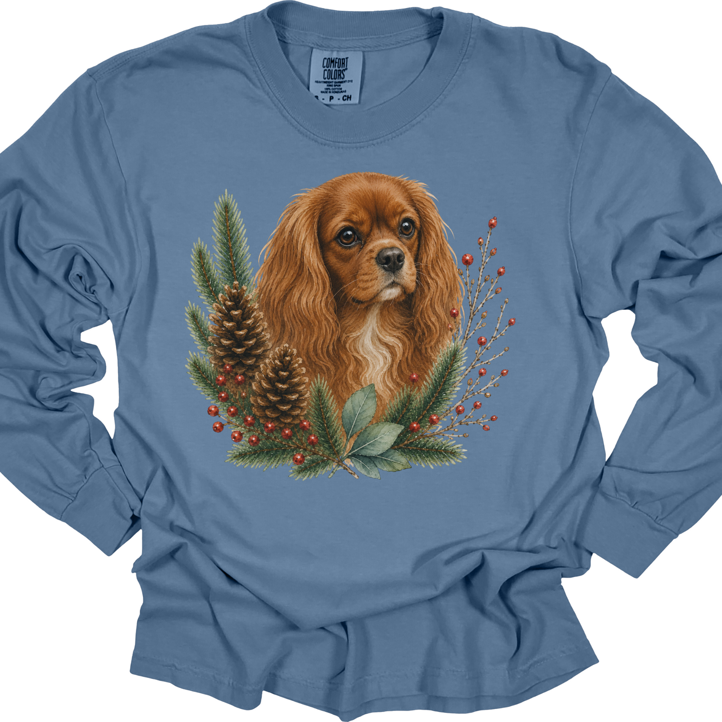 Ruby Cavalier Christmas Long Sleeve Shirt, Cavalier King Charles Spaniel Holiday Dog Mom Gift