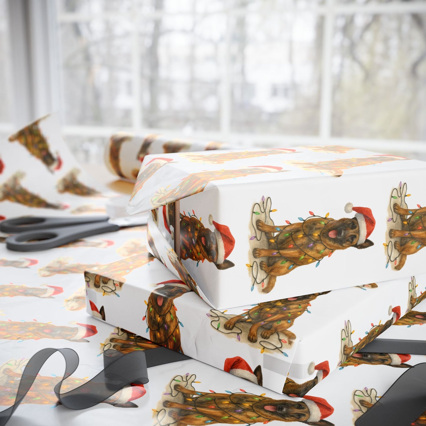 Belgian Malinois Christmas Lights Wrapping Paper