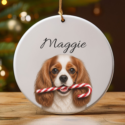 Personalized Blenheim Cavalier Candy Cane Ornament