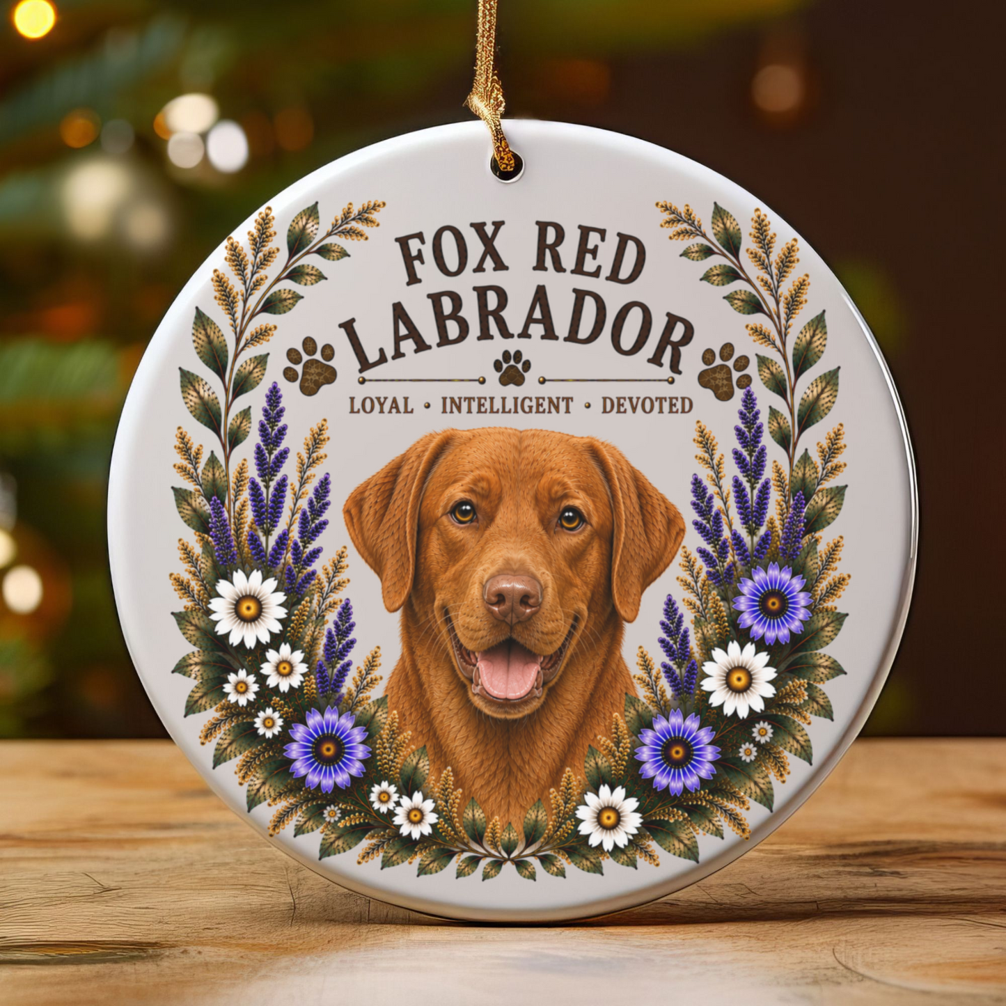 Fox Red Lab Loyal • Intelligent• Devoted Ornament