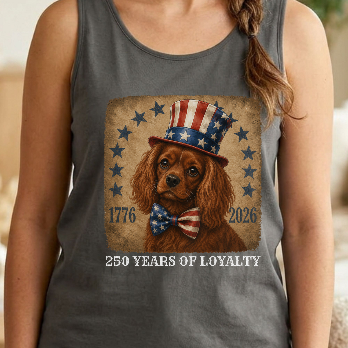 Ruby Cavalier Patriotic Tank Top, 250 Years of Loyalty