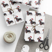 Load image into Gallery viewer, Dachshund Christmas Wrapping Paper, Cute Dog Gift Wrap with Santa Hat and Holiday Lights, Perfect for Dog Lovers
