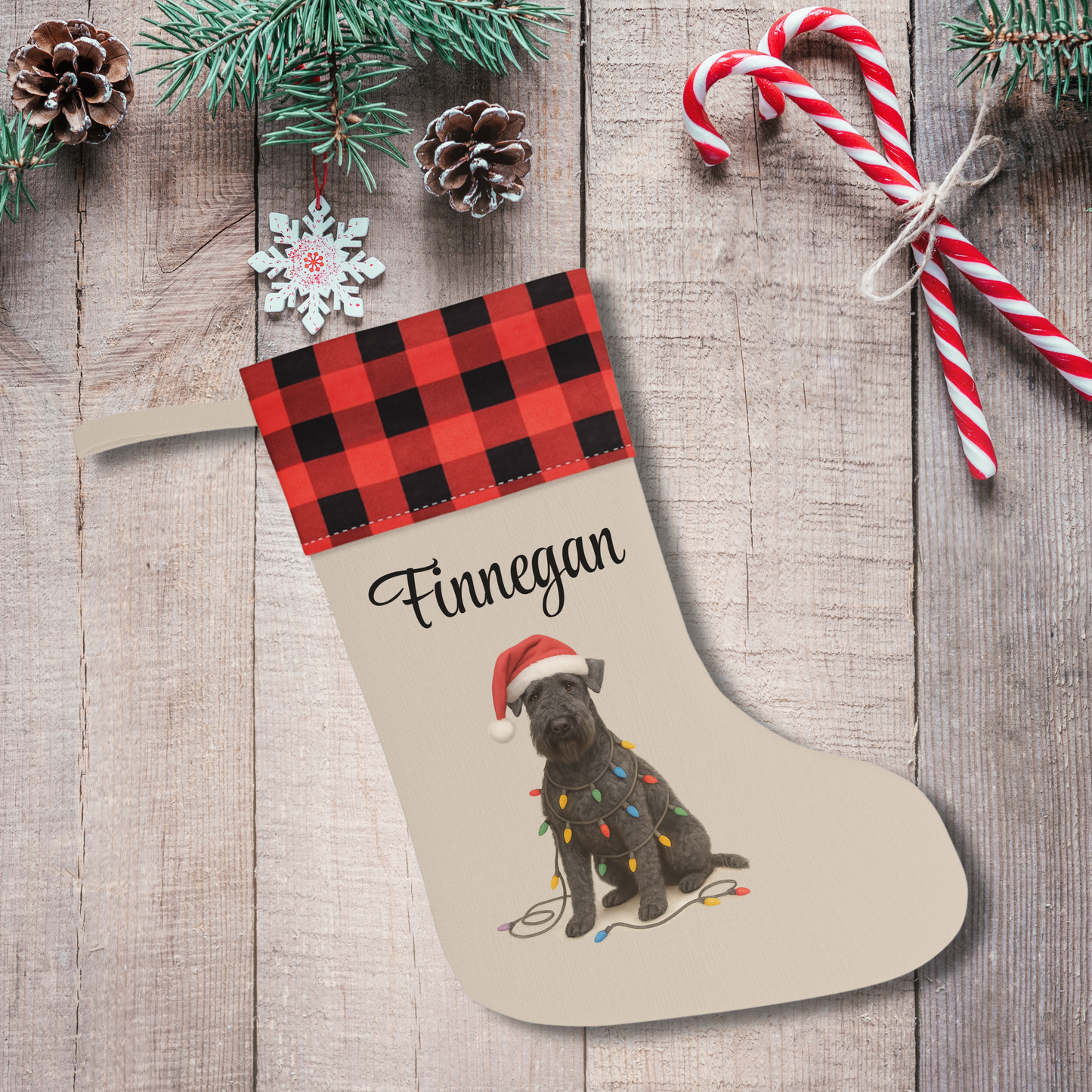 Personalized Kerry Blue Terrier Christmas Stocking, Holiday Decor Gift for Pet Lovers