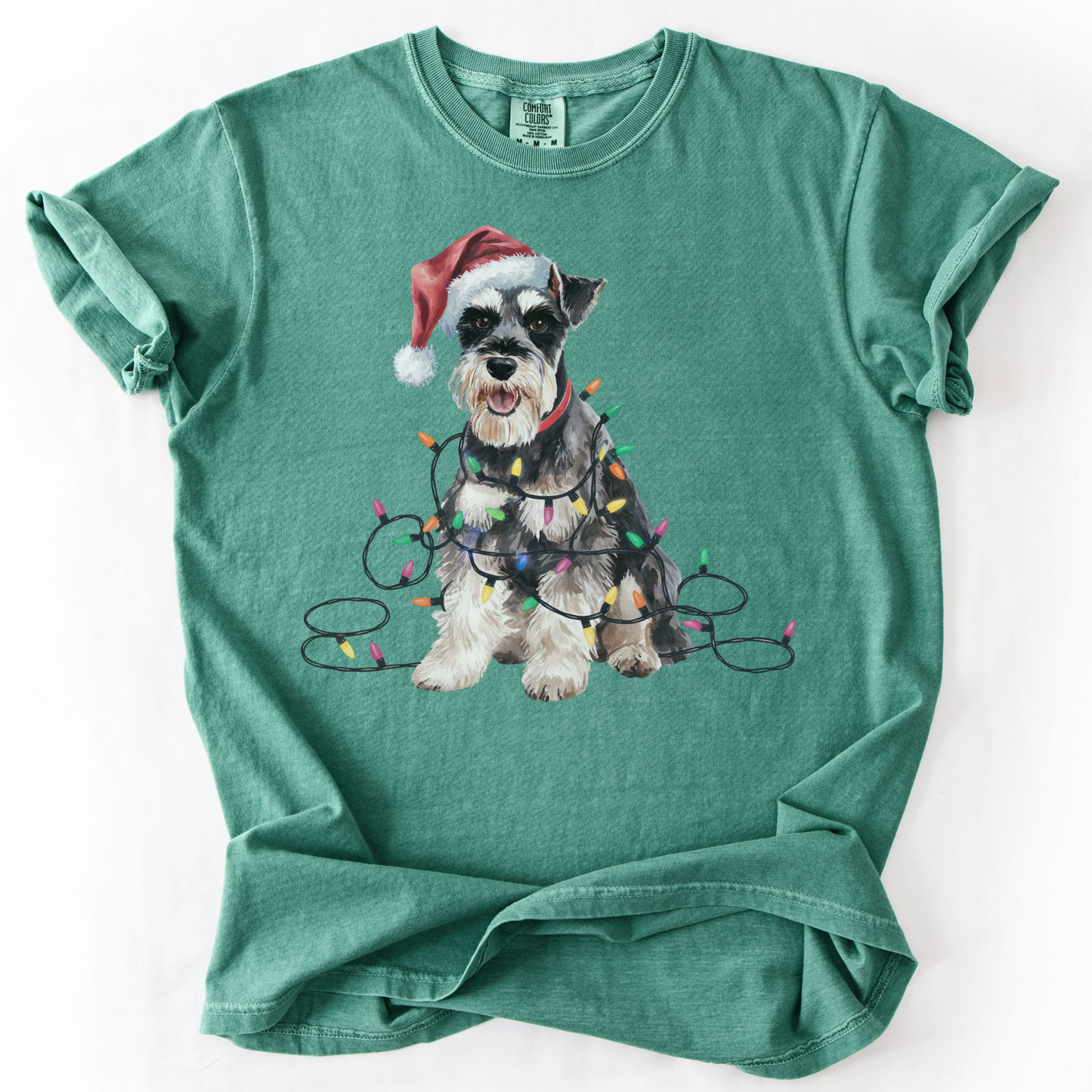Schnauzer Christmas Lights Shirt, Festive Holiday Tee for Bearded Dog Lovers