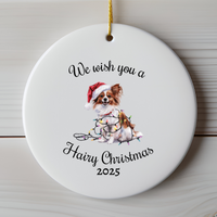Load image into Gallery viewer, Christmas Papillon Ornament, Christmas Lights Dog Keepsake
