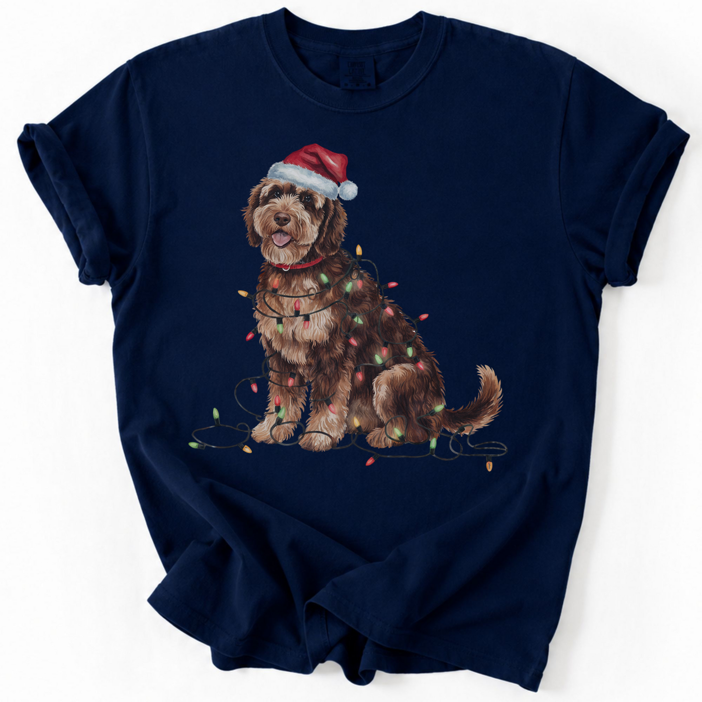 Portuguese Water Dog Christmas Lights Shirt, Festive Holiday Tee for Dog Lovers