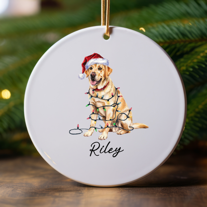 Yellow Labrador Retriever Ornament, Personalized Dog Christmas Keepsake