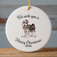 Load image into Gallery viewer, Christmas Alaskan Malamute Ornament, Christmas Lights Dog Keepsake
