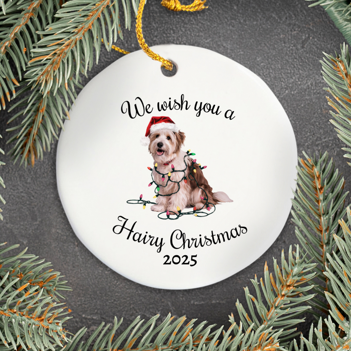 Christmas Coton De Tulear Ornament, Christmas Lights Dog Keepsake