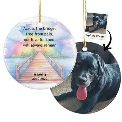 Pet Memorial Two-Sided Ornament, Rainbow Bridge Keepsake, Dog Cat Loss Sympathy Gift